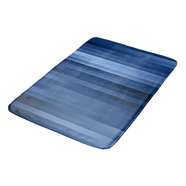 Tapis De Bain Bleu rayures nuances de Bars Bleus (Angle)