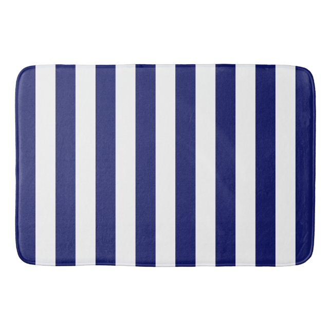 Tapis De Bain Bleu Sailor Stripe (grande échelle) (Devant)