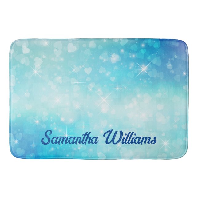 Tapis De Bain Bleu scintillant et étincelant (Devant)