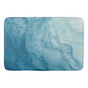 Tapis De Bain Bleu Tranquille Océan Vagues Nature Art Abstrait