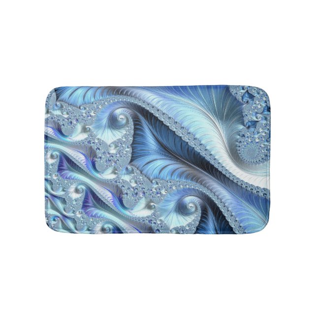 Tapis De Bain Bleu Trippy Psychédélique Art Fractal Fin (Devant)