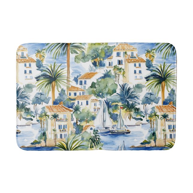Tapis De Bain Bleu Tropical Méditerranée (Devant)