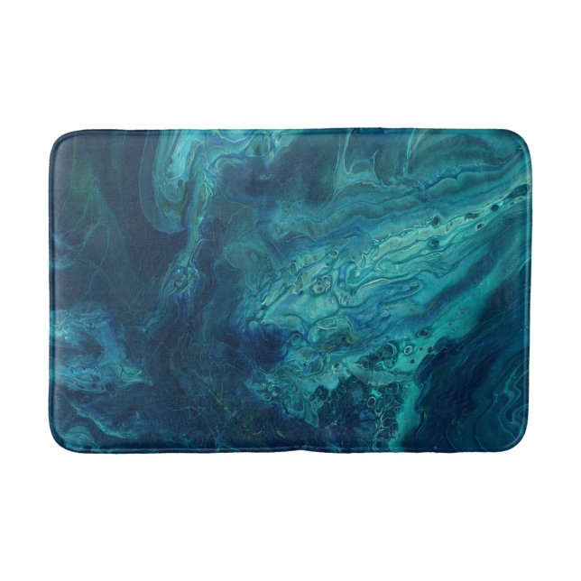Tapis De Bain Bleu Turquoise acrylique pourrissant Abstrait Flui (Devant)
