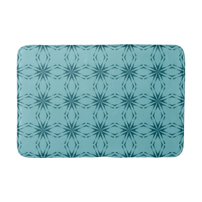 Tapis De Bain bleu turquoise, cool, abstraction fleur tendance (Devant)