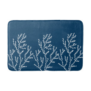 Tapis De Bain Bleu turquoise de motif élégant d'algue de thèm