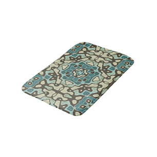 Tapis De Bain Bleu Turquoise Vert gris Ochre Hip Orient Bali Art