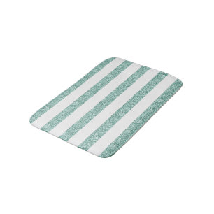 Tapis De Bain Bleu Vert Parties scintillant rayures