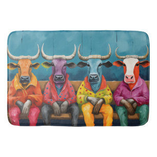 Tapis De Bain Bleu Violet Ox Vache ferme habillé