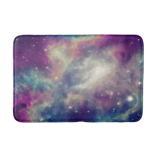 Tapis De Bain Bleu Violet Turquoise Nebula Voie Lactée
