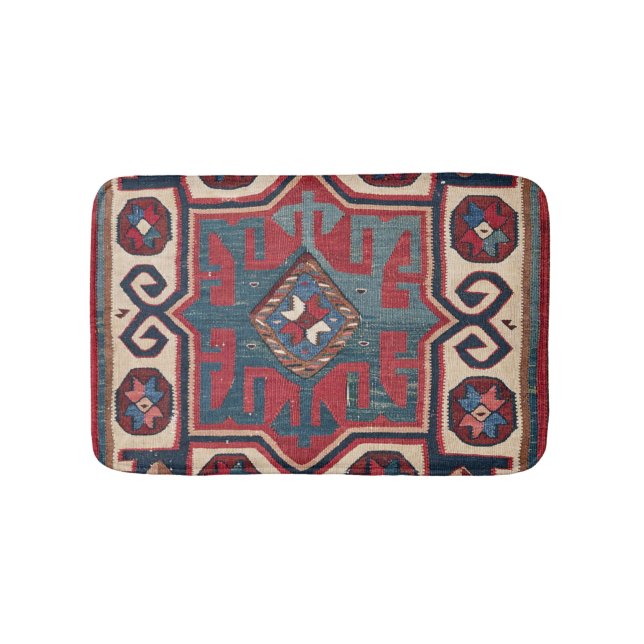 Tapis De Bain Bleu Western Père Noël Fe Cowboy Style Ornat  (Devant)