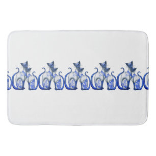 Tapis de bain bleus de chats siamois de saule