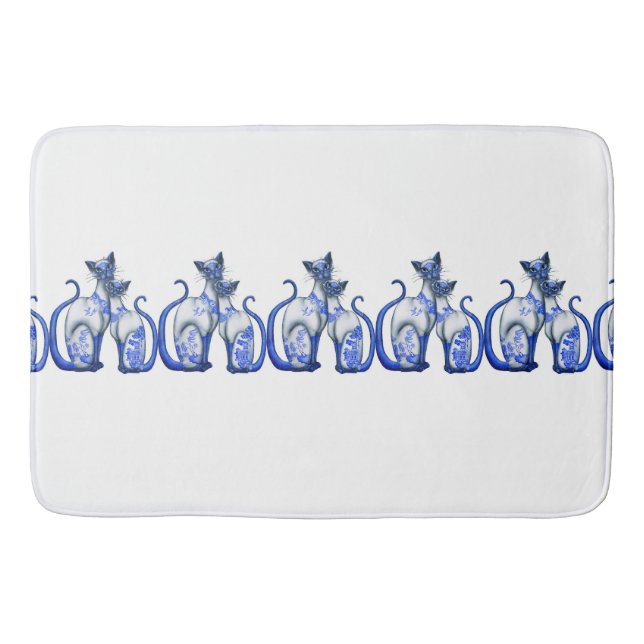 Tapis de bain bleus de chats siamois de saule (Devant)
