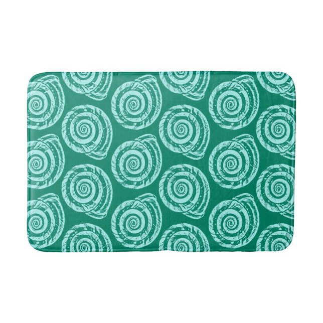 Tapis De Bain Bloc de coquillages spiraux Impression, Turquoise  (Devant)