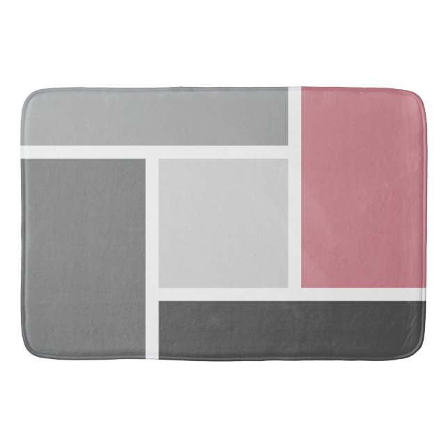 Tapis De Bain Bloc de couleur moderne Mosaïque Dusté rose gris b (Devant)