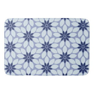 Tapis De Bain Blocage Imprimer Carrelage Fleurs bleues
