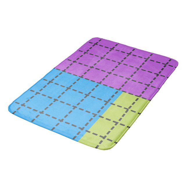 Tapis De Bain Blocs couleur gras bleu vert rose 4 carré (Angle)