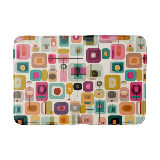 Tapis De Bain Blocs couleur RETRO Mid Century Art Abstrait moder (Devant)