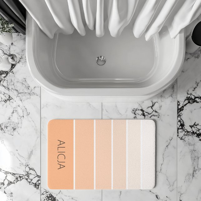 Tapis De Bain Blocs de couleurs - Pêcher Fuzz | Nom élégant (Créateur téléchargé)