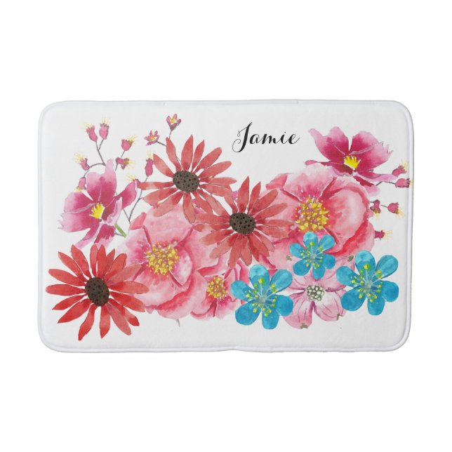 Tapis De Bain Bloom Fleur sauvage Folksy Personnalisé (Devant)