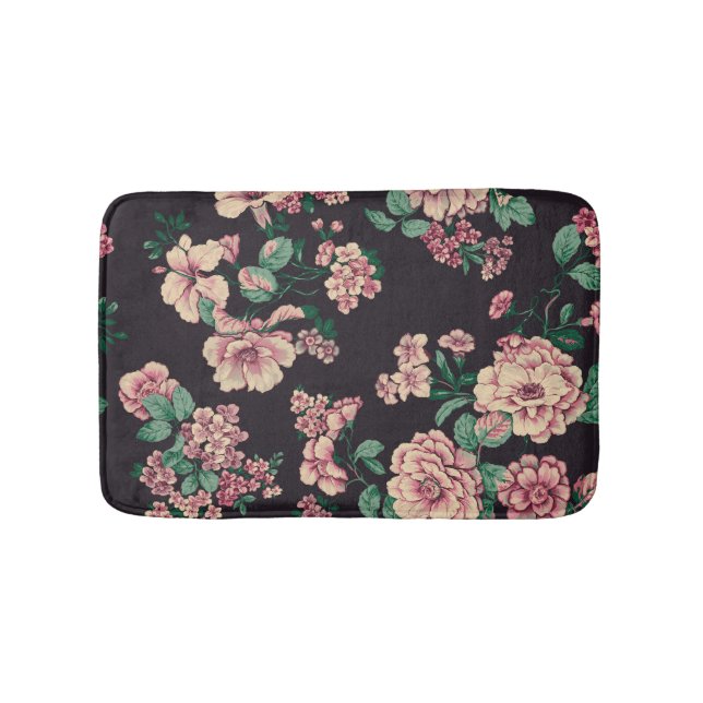 Tapis De Bain Blooms numériques : conception de fleurs aquarelle (Devant)