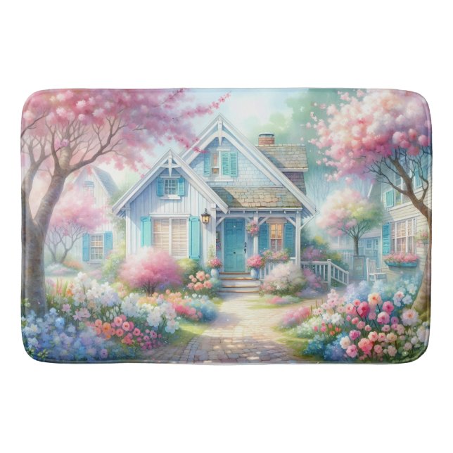 Tapis De Bain Blossom Lane Blue Cottage Garden (Devant)