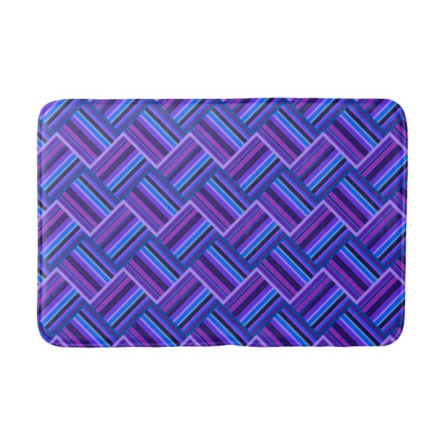 Tapis De Bain Blue and purple stripes weave (Devant)