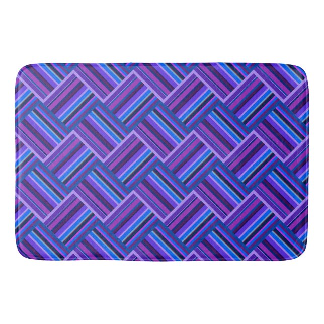 Tapis De Bain Blue and purple stripes weave (Devant)