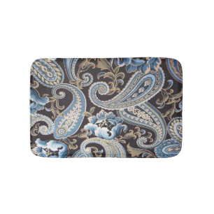Tapis De Bain Blue Brown Vintage Paisley