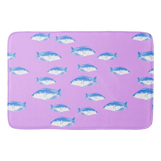 Tapis De Bain Blue fish on lilac (Devant)