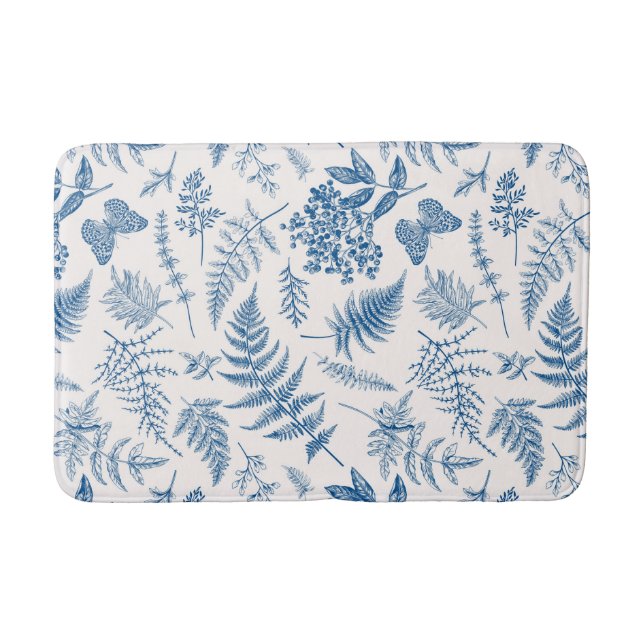 Tapis De Bain Blue Garden Butterfly & Floral Garden Motif (Devant)