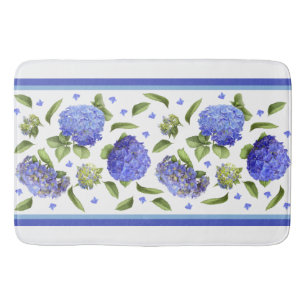Tapis De Bain Blue Hydrangea Fleurs Art Botanique