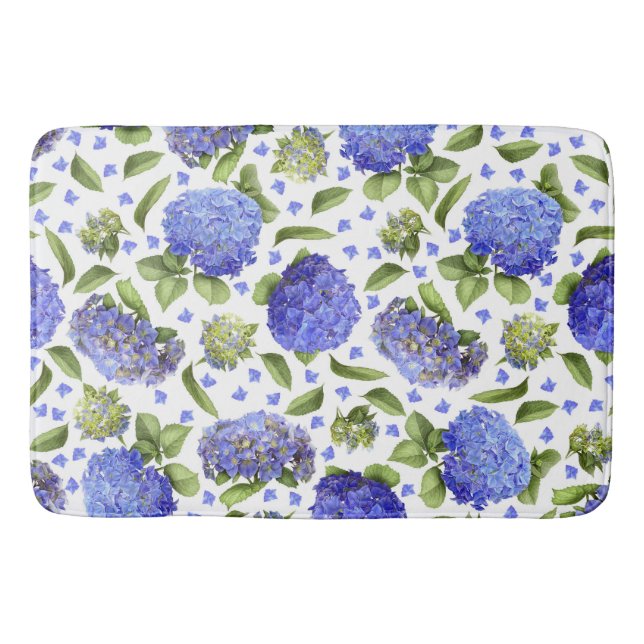 Tapis De Bain Blue Hydrangeas All Over Floral Pattern (Devant)