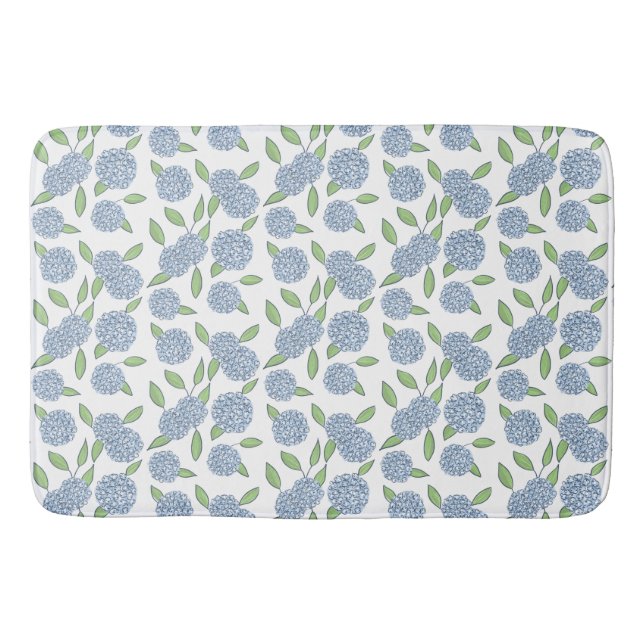 Tapis De Bain Blue Hydrangeas Preppy Coastal Nouvelle-Angleterre (Devant)