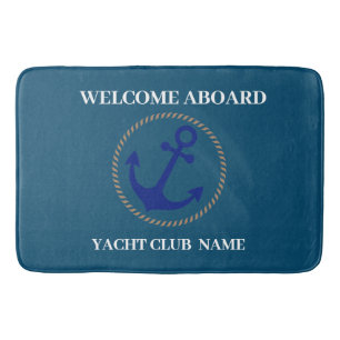 Tapis De Bain Blue Nautical Ancre yacht club bateau marina welco
