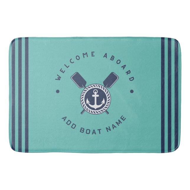 Tapis De Bain Blue Navy Ancre nautique club de yacht club équipe (Devant)