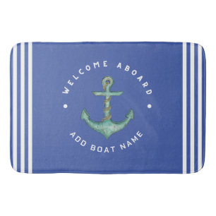 Tapis De Bain Blue Navy Ancre nautique yacht club voile