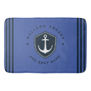 Tapis De Bain Blue Navy Ancre nautique yacht club voile Nom