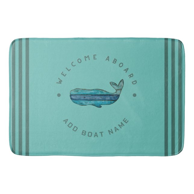 Tapis De Bain Blue Navy Ancres nautiques club voile baleine (Devant)