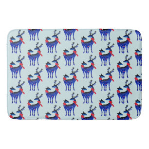 Tapis De Bain Blue Nordic Reindeer Pair Motif
