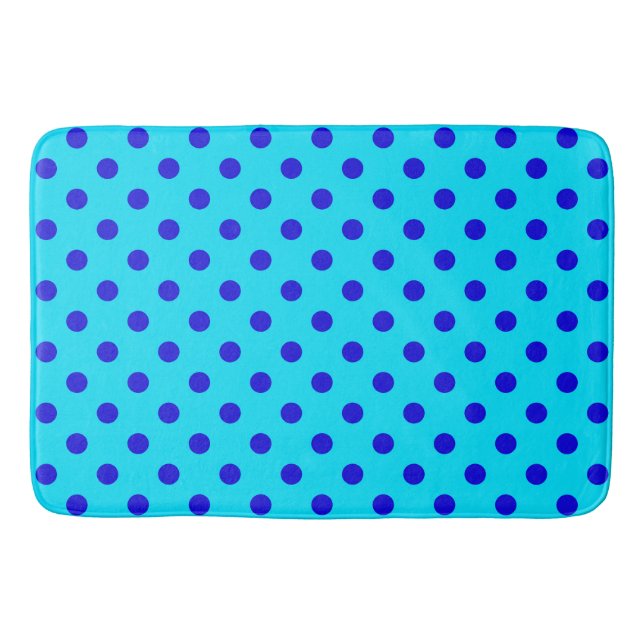 Tapis De Bain Blue On Cyan Polka Dots Pattern Design (Devant)