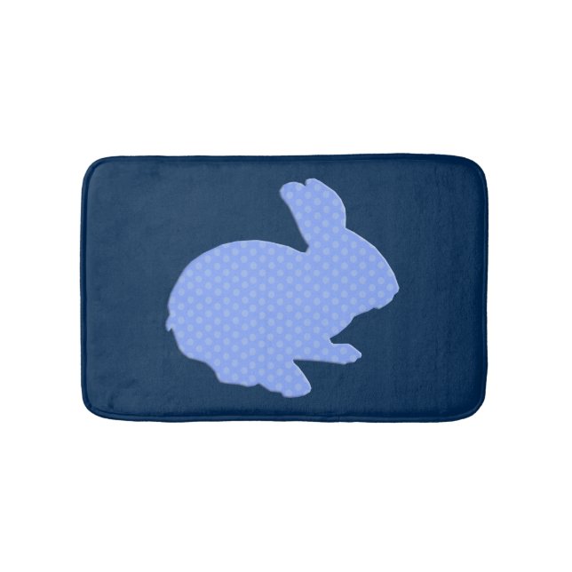 Tapis De Bain Blue Polka Point Silhouette Lapin Rabbit Mat (Devant)
