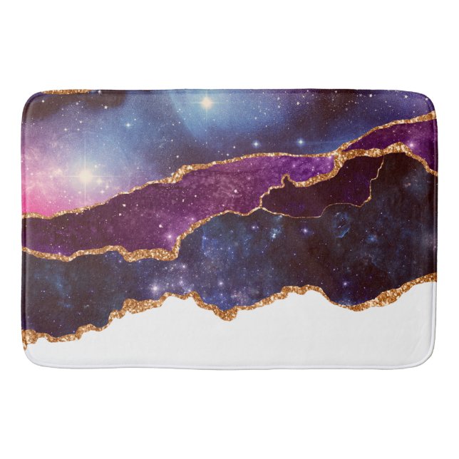 Tapis De Bain Blue & Purple Space & Stars Agate moderne (Devant)