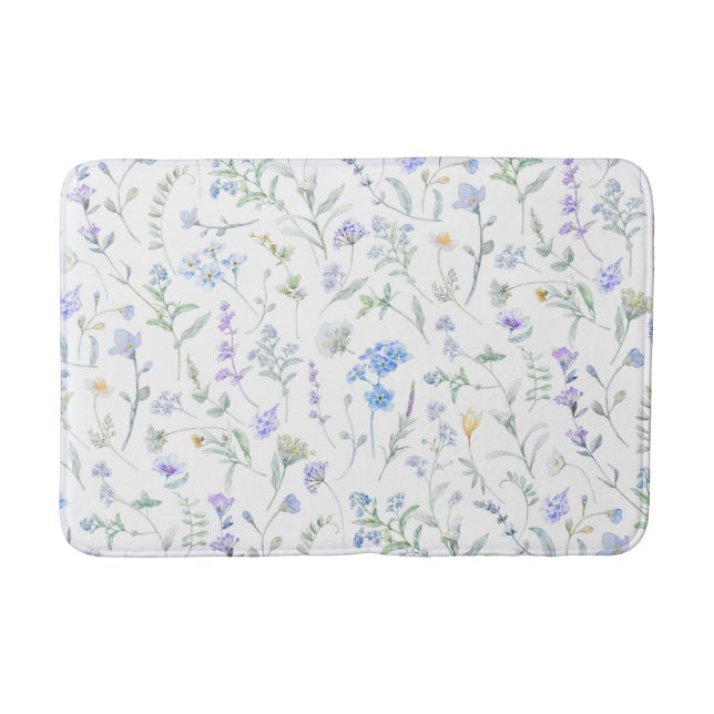 Tapis De Bain Blue Purple Watercolor Wildflower (Devant)