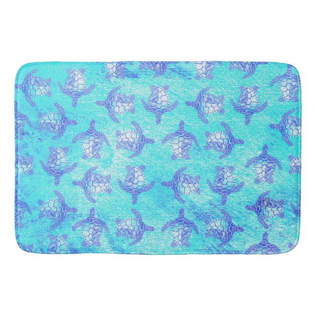 Tapis De Bain Blue Sea Turtle Print (Devant)