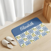Blue Tile French Country Lemon Custom Name
