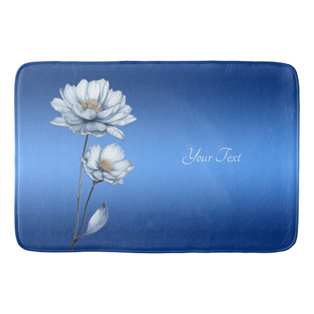 Tapis De Bain Blue Watercolor Flowers Bath Mat (Devant)