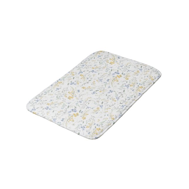 Tapis De Bain Blue Yellow Wildflower Pattern (Angle)