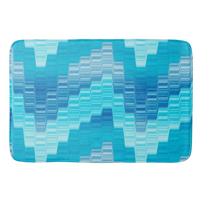Tapis De Bain blues et blanc de la couche de bain géométrique (Devant)