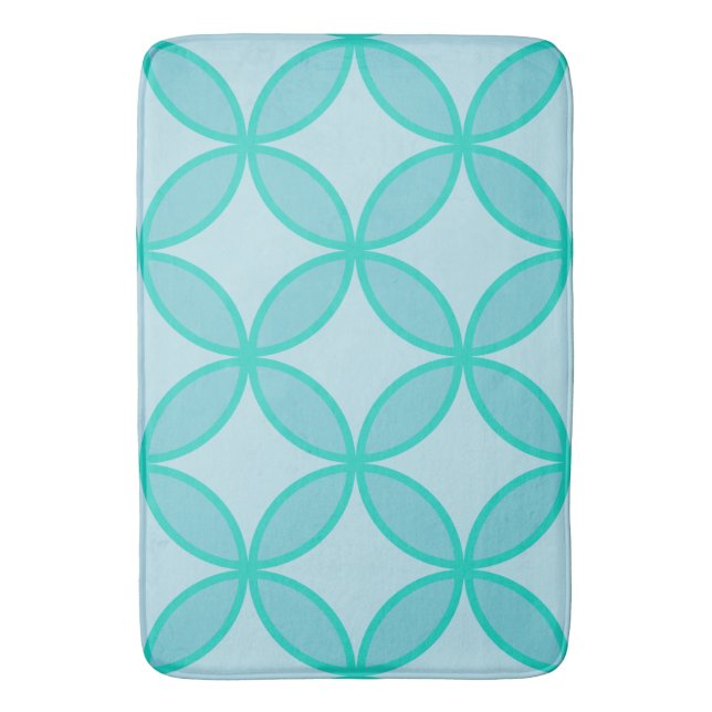 Tapis De Bain Blues et cercle blanc motif pétale de fleurs (devant Vertical)