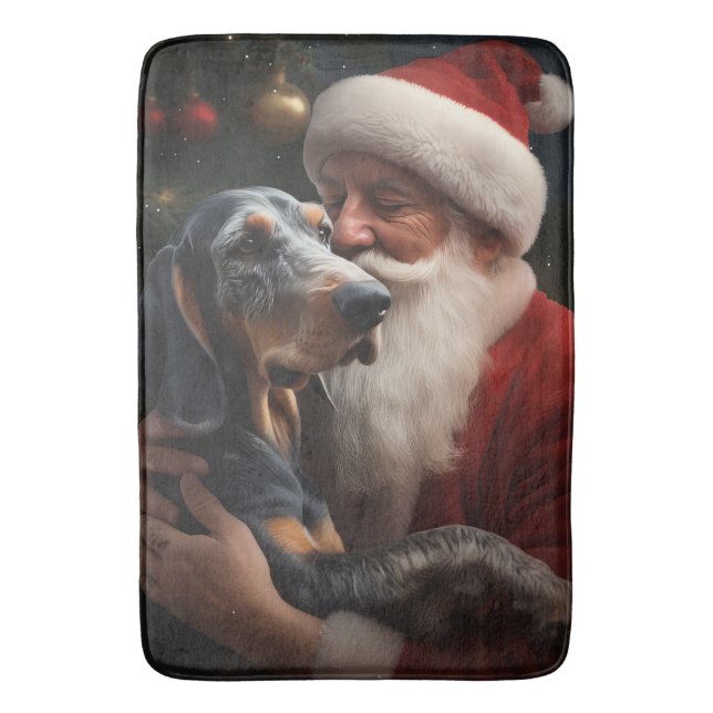 Tapis De Bain Bluetick Coonhound avec le Père Noël Noël (devant Vertical)